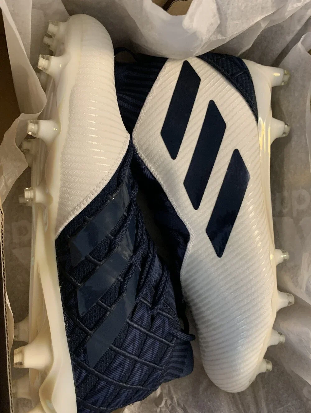 adidas Sm Freak Ultra Size 9.5 Navy and White High-Top Football Cleats